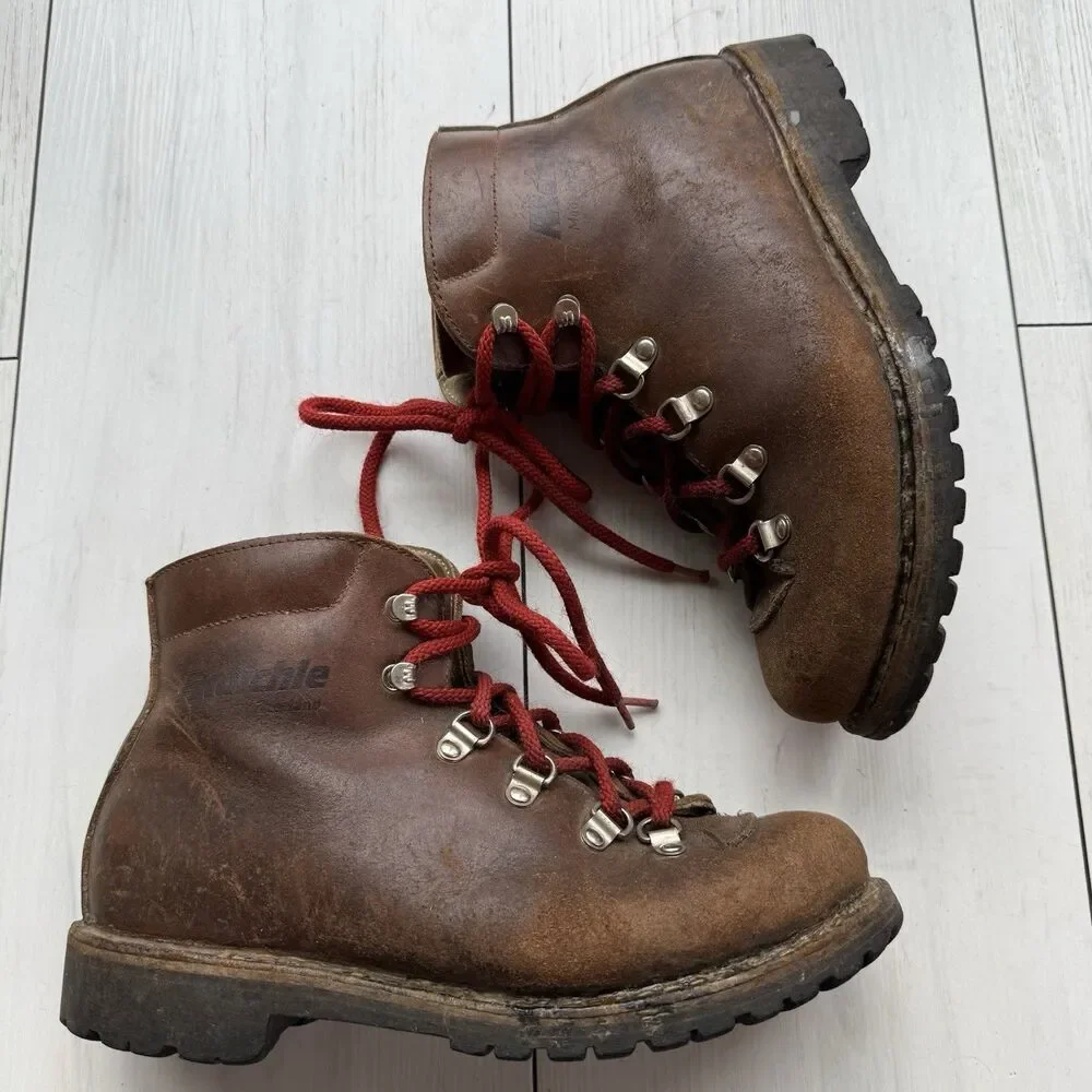 Vintage Raichle Men's Size 6 M Swiss Leather Hiking Mountaineering Boots Fair